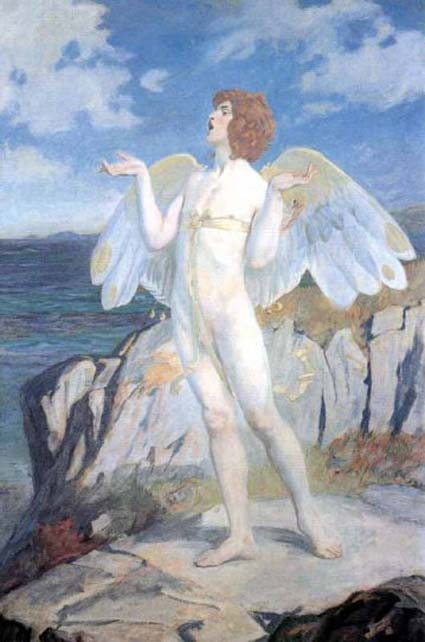 Pintura de la época victoriana en la que aparece Áengus mac Óg, representado aquí con alas de cisne. (Dominio público)
