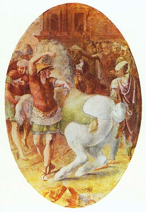 ‘Alejandro domando a Bucéfalo’, fresco de Francesco Primaticcio (1544) (Public Domain)