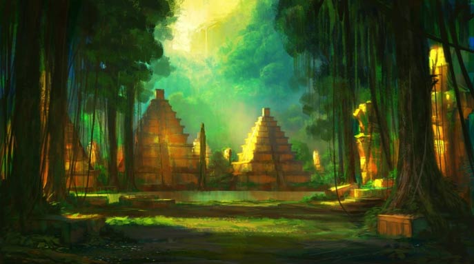 Ilustración de una antigua ciudad del Amazonas. (TheRavens)