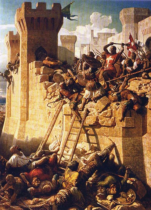 Sitio de Acre. El maestre hospitalario Mathieu de Clermont defendiendo sus murallas en 1291. (Public Domain)
