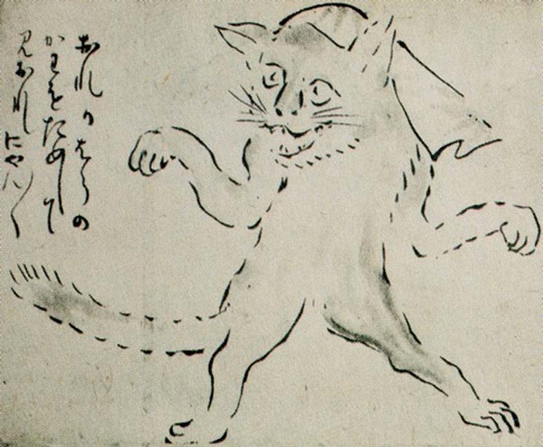 El bakeneko (“Gato transformado”) japonés es un yōkai, un tipo de criatura mágica. (Public Domain)