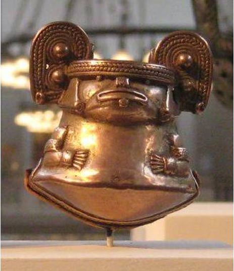 Campana de tumbaga, Cultura Tayrona, 1000-1500 A.D., Museo de Arte Metropolitano, Nueva York. 2010.