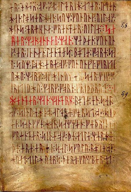 Codex runicus, manuscrito de vitela de principios del siglo XIV que contiene uno de los más antiguos y mejor conservados textos de la Ley de Escania, escrita enteramente en caracteres rúnicos. (Public Domain)