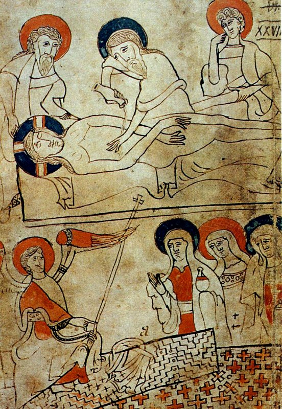 Ilustraciones del Códice Pray, manuscrito húngaro realizado entre los años 1192 y 1195 en el que supuestamente aparece representado el sudario.(Public Domain)