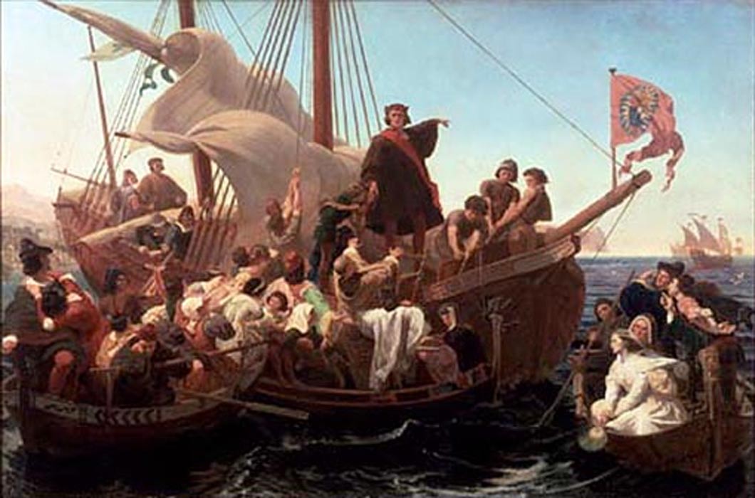 ‘Cristóbal Colón a bordo de la Santa María en 1492’ (1855) óleo de Emanuel Leutze. (Public Domain)