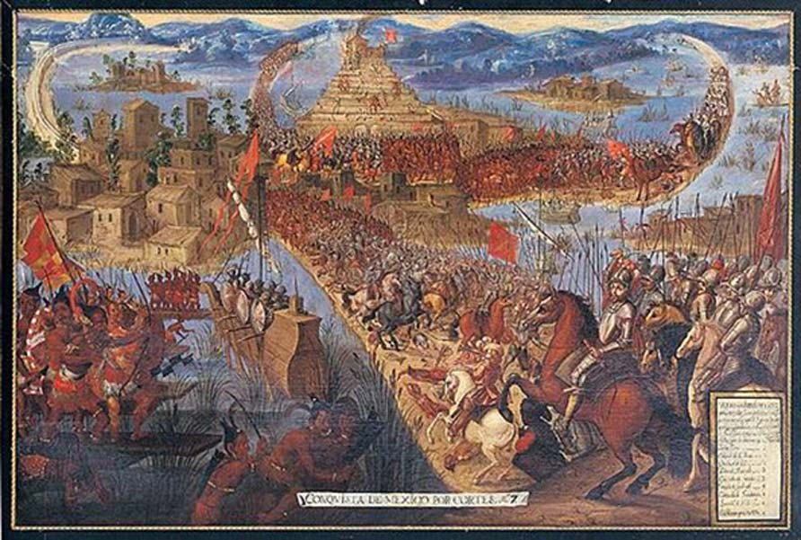 Los españoles invaden Tenochtitlán. Conquista española del Imperio azteca (Dominio público)