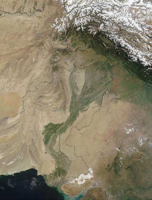 El desierto de Cholistán visto vía satélite. (Public Domain)