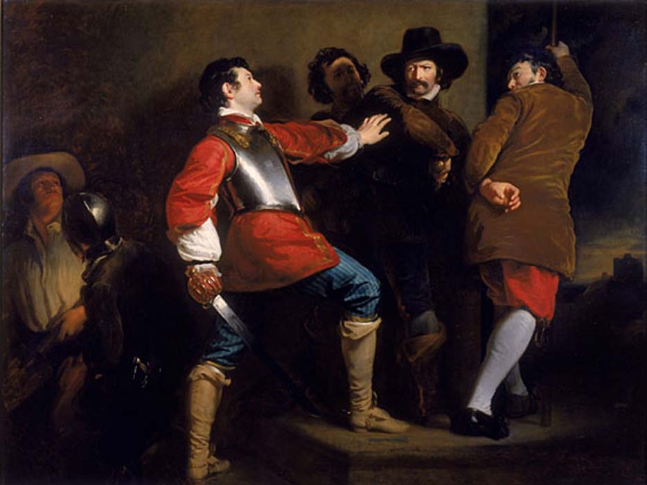 Pintura en la que se retrata la detención de Guy Fawkes, uno de los conspiradores, por el soldado realista Sir Thomas Knevet; Guy Fawkes (1570-1606) y Robert Catesby, entre otros, intentaron volar en 1605 el palacio de Westminster en un atentado fallido que recibio el nombre de la “Conspiración de la Pólvora”. (Public Domain)