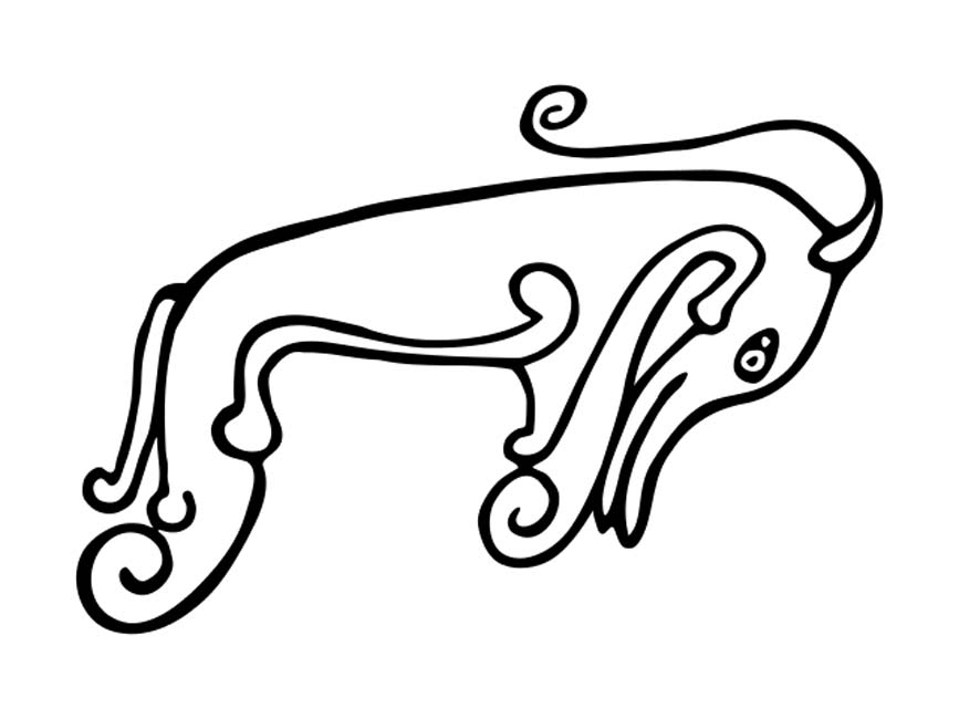 Dibujo de un grabado descubierto en Escocia con una “bestia picta” esquemática. (Struthious Bandersnatch/CC BY SA 1.0)