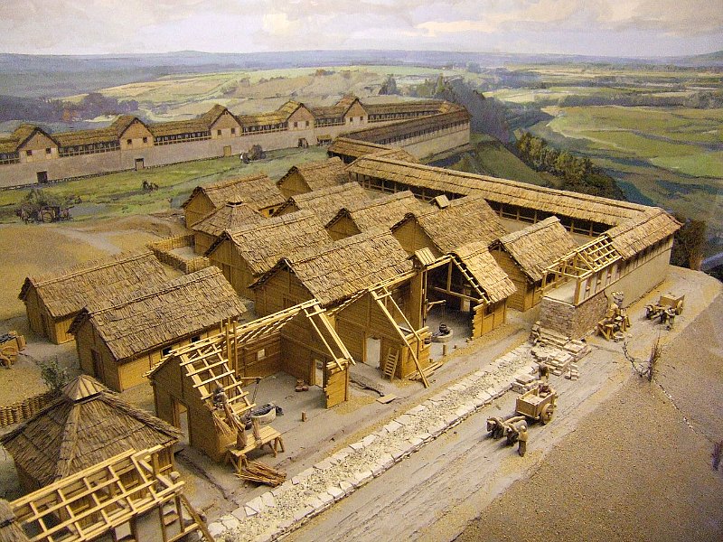 La construcción del asentamiento de Heuneburg a principios del siglo VI a. C. (detalle de un diorama del Museo de Heuneburg, Hundersingen). (LepoRello/CC BY-SA 3.0)