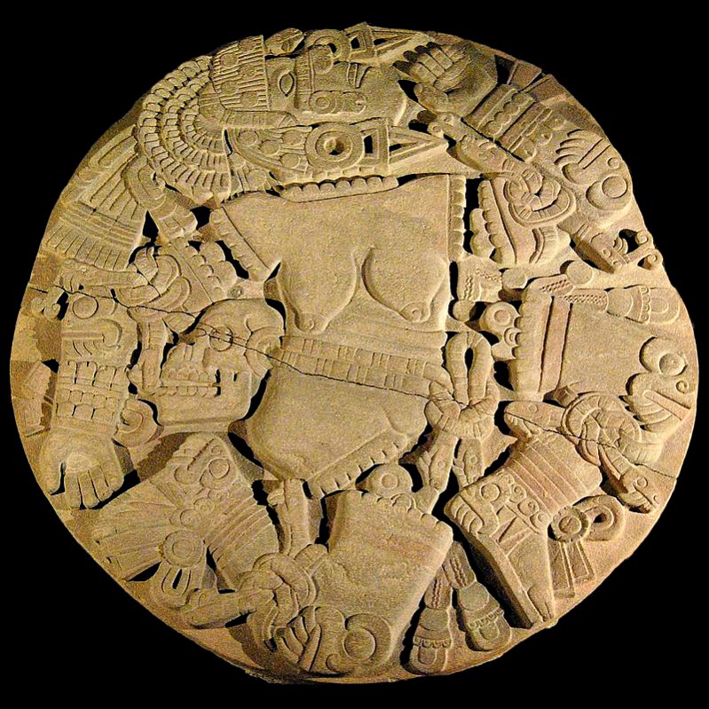 Disco de piedra con la imagen de la diosa Coyolxauhqui desmembrada. Fue hallado en Ciudad de México en el año 1978, y su descubrimiento condujo a la realización de excavaciones en el Templo Mayor. (miguelão/CC BY-SA 2.0)