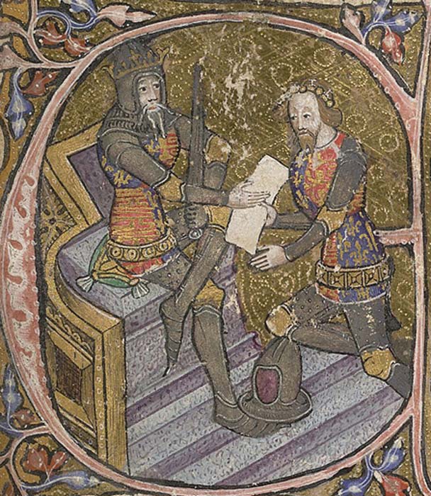 Eduardo, el Príncipe Negro, recibe Aquitania como herencia de su padre el rey Eduardo III. (Public Domain)