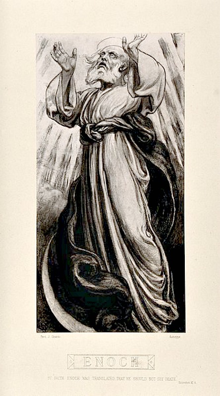 Enoc es apartado de la muerte y ‘transportado’ al cielo. Reproducción de una ilustración realizada en 1877 por F. J. Shields. (Wellcome Images/CC BY-SA 4.0)