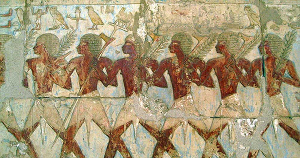 Miembros de la expedición comercial de Hatshepsut al misterioso ‘país de Punt,’ pintura del elegante templo funerario de esta reina construido en Deir El-Bahari. (CC BY 2.0)