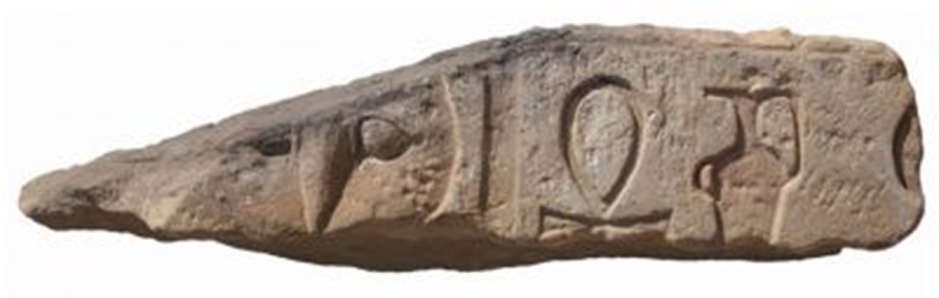 Fragmento de arquitrabe con el nombre del Templo de Tutmosis I, Khenemt-ankh. (Fotografía: J. Iwaszczuk)