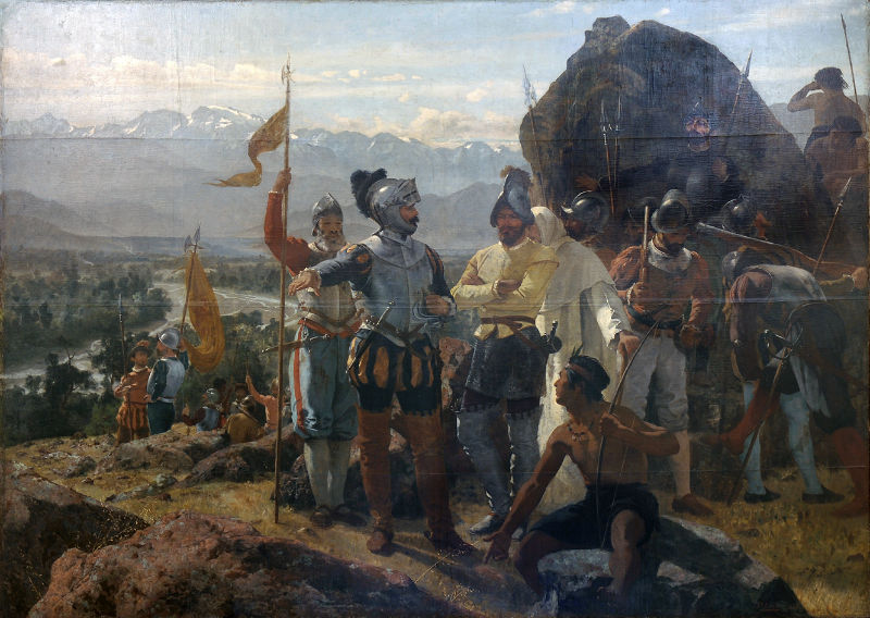 Fundación de Santiago de Chile, óleo de Pedro Lira (1888) (Public Domain)