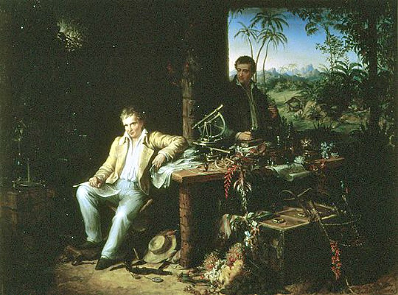 Alexander von Humboldt y Bonpland en la selva amazónica del río Casiquiare, (c. 1850). Óleo de Eduard Ender. Academia de Ciencias de Berlín, Alemania. (Public Domain)