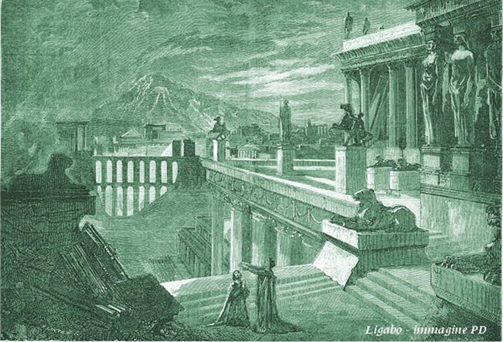 Imaginativa ilustración de la ciudad de Herculano realizada en 1859. (Public Domain)