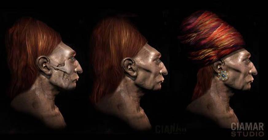 Recreación artística de un antiguo indígena basada en un cráneo Paracas. Imagen: Marcia Moore / Ciamar Studio