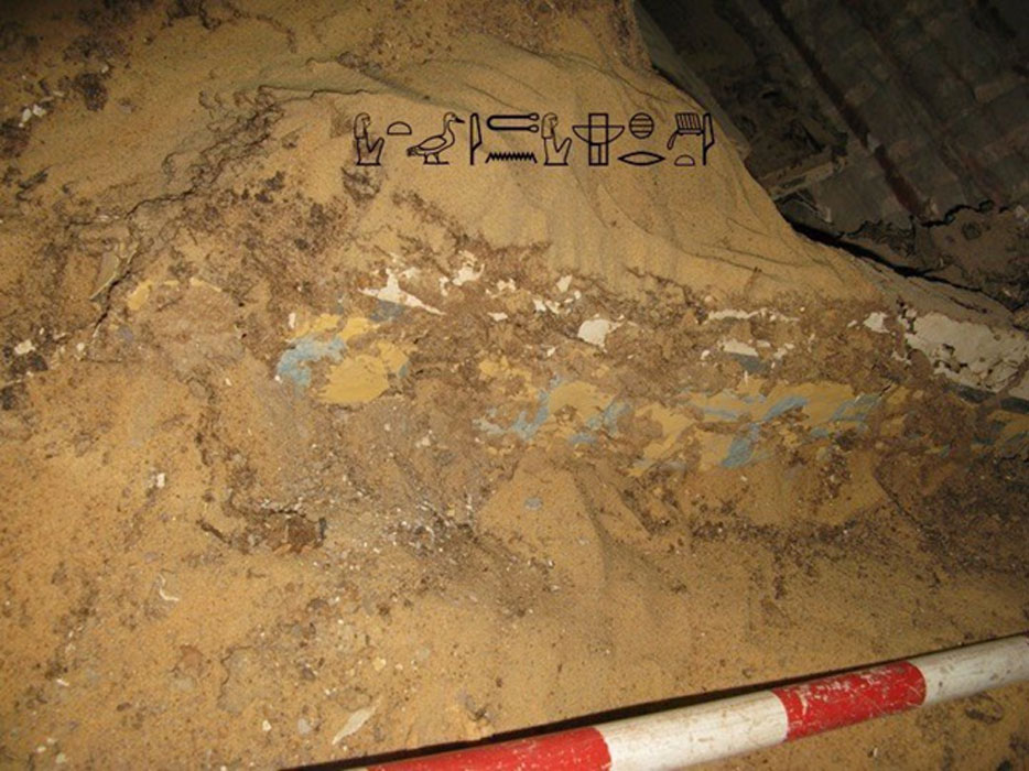 La inscripción que identifica el nombre de la mujer a quien pertenecía la tumba: Sattjeni. Fotografía: Ministerio de Antigüedades Egipcio