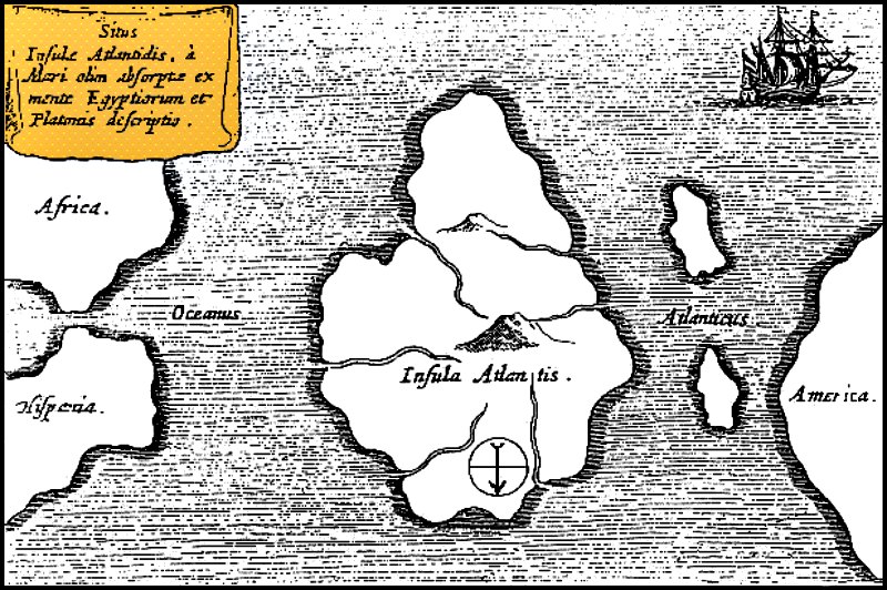 Mapa (circa 1669) del estudioso y científico alemán Athanasius Kircher (1602-1680) en el que se observa una de las supuestas ubicaciones de la Atlántida. (Public Domain)