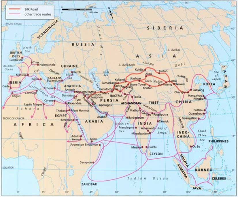 Mapa de antiguas rutas comerciales