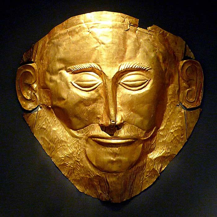 Máscara funeraria de oro conocida como "Máscara de Agamenón". (Xuan Che/CC BY 2.0). Agamenón fue una de las figuras más destacadas de la época micénica según Homero.