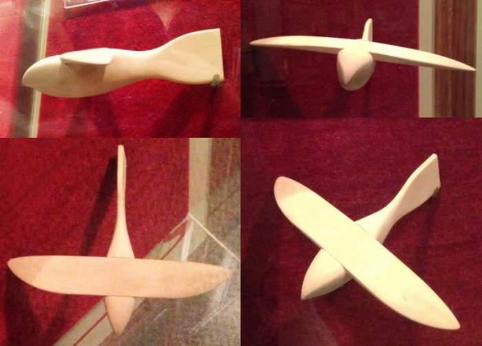 Cuatro vistas del modelo del Pájaro de Saqqara expuesto en el Museo Nacional del Aire y del Espacio de los Estados Unidos. (Thomas Van Hare)