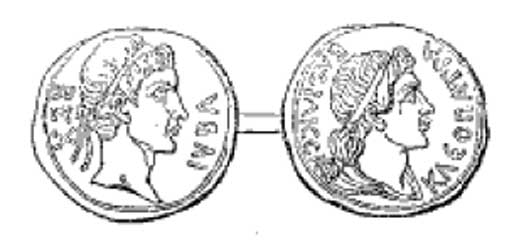 Moneda del antiguo reino de Mauritania. En el anverso (izqda.), efigie de Juba de Numidia. En el reverso (dcha.), la de Cleopatra Selene. (Public Domain)