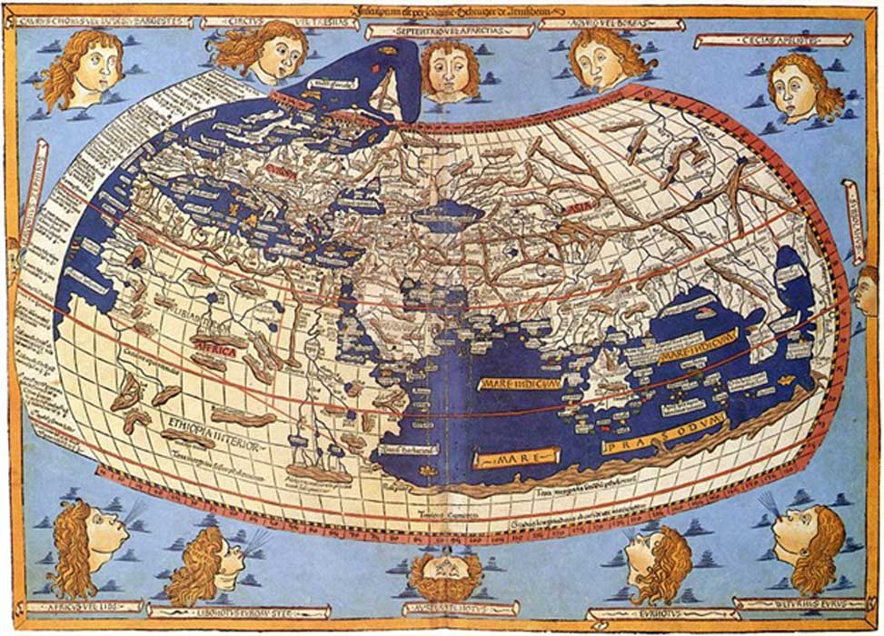 Mapa del siglo XV con la descripción de Ptolomeo del mundo habitado, (1482, Johannes Schnitzer). (Public Domain)