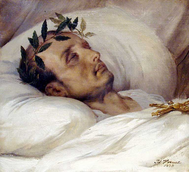Napoleón en su lecho de muerte, óleo de Horace Vernet (1826). (Public Domain)