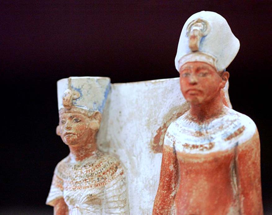 Nefertiti y Akenatón 1345 a. C. – tal vez con una semejanza menos elaborada que en otros retratos. (CC BY-SA 2.0)