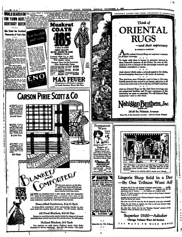 Ejemplar del Chicago Tribune, correspondiente al 7 de Noviembre de 1927, en cuya esquina superior izquierda se informa sobre Fawn Hoof. (Fotografía: Código Oculto).