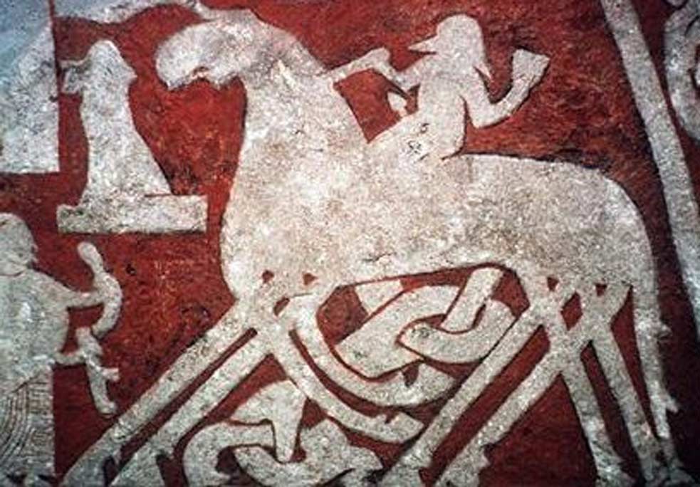 Representación de Odín cabalgando a Sleipnir. En el paganismo nórdico Odín era la deidad principal asociada al Seiðr (Public Domain)