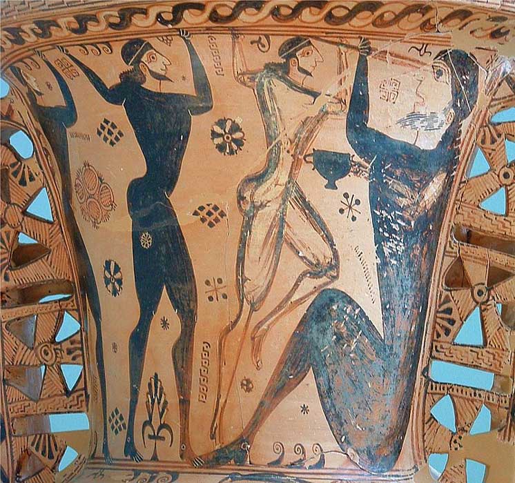 Odiseo y su tripulación ciegan al más famoso de los cíclopes, Polifemo. Detalle de un ánfora proto-ática datada en torno al año 650 a. C. Museo Arqueológico de Eleusis. (Napoleon Vier/CC BY-SA 3.0)