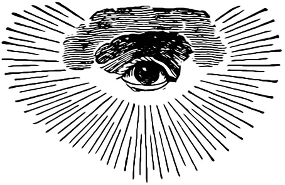 Una de las primeras versiones masónicas del Ojo de la Providencia, con nubes y rayos de gloria formando un semicírculo. (Public Domain)