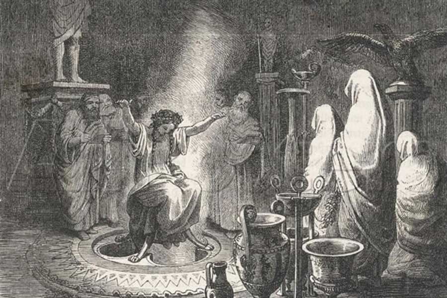 Ilustración de Heinrich Leutemann: ‘El oráculo de Delfos en trance’. (Dominio público)