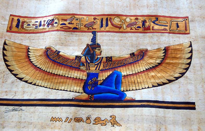 Papiro en el que podemos observar una ilustración de la diosa alada Ma’at (CC BY- NC-ND 2.0)