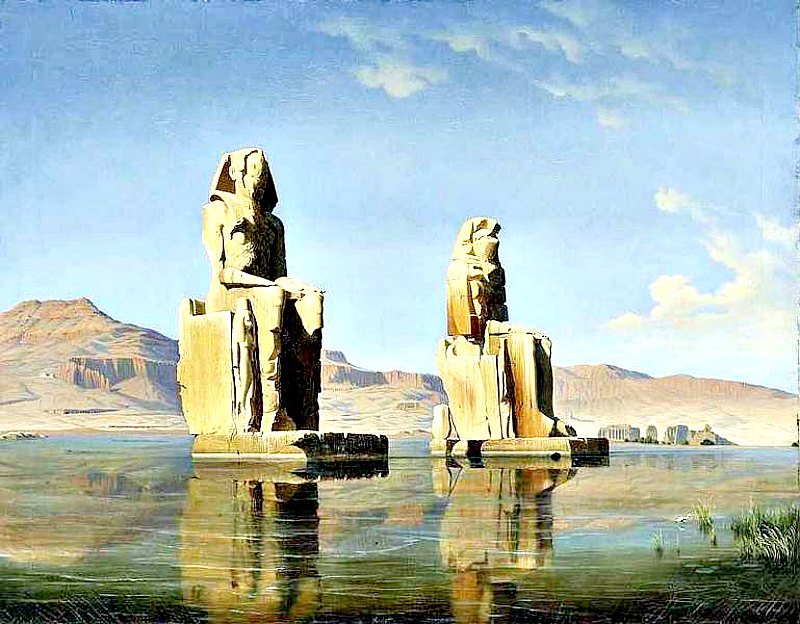 Los colosos egipcios de Memnón (1846), óleo del austriaco Hubert Sattler (1817-1904). Museo de Salzburgo, Austria. (Public Domain)