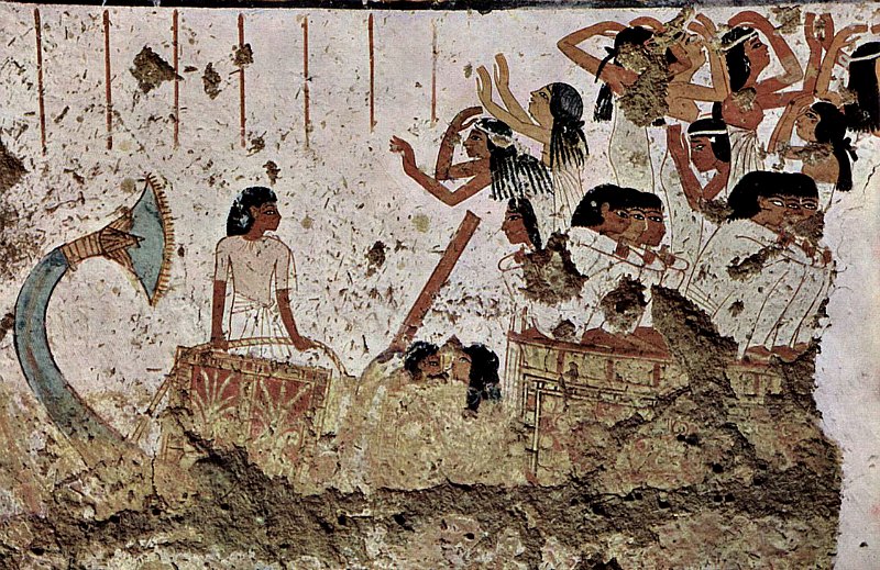 Pintura mural de la tumba de Nebamun, dinastía XVIII, Tebas, en la que pueden observarse diferentes peinados del antiguo Egipto. (Public Domain)