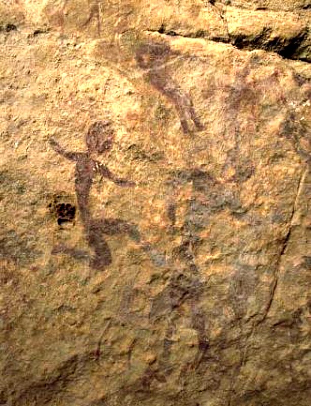 Algunas de las pinturas rupestres encontradas en la zona de Jebel Uwaynat, justo en la frontera entre Libia, Egipto y Sudán. (Fotografía: La Gran Época/TARA)