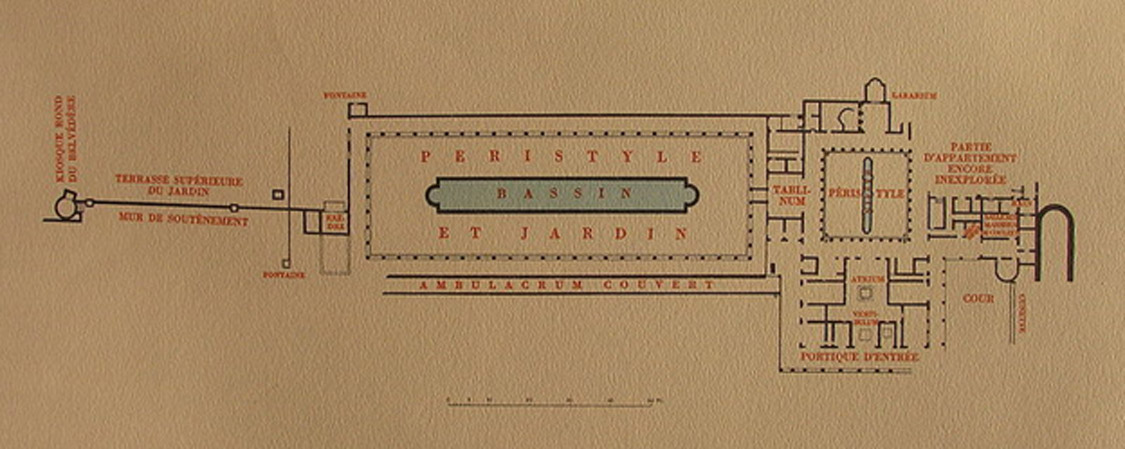 Plano de la Villa de los Papiros (Herculano) realizado por el arquitecto e ingeniero suizo Karl Weber. (Public Domain)