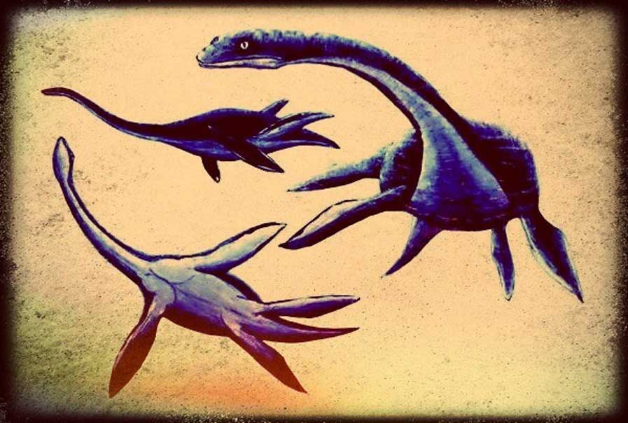 Representaciones artísticas de plesiosaurios (Legendz Collective)