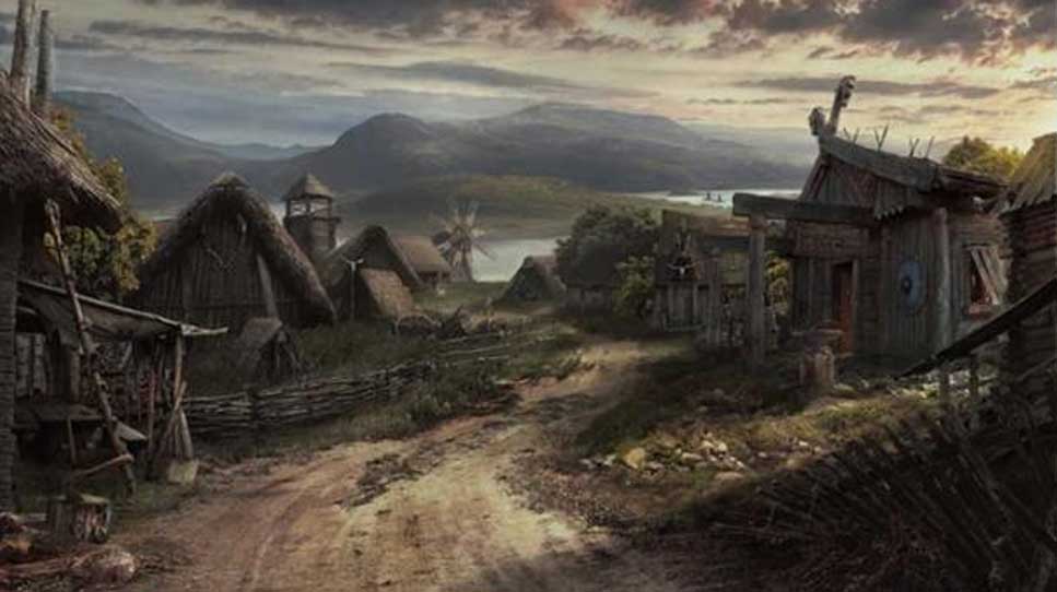 Representación artística de un poblado vikingo. (Lukasz Wiktorzak/ArtStation)