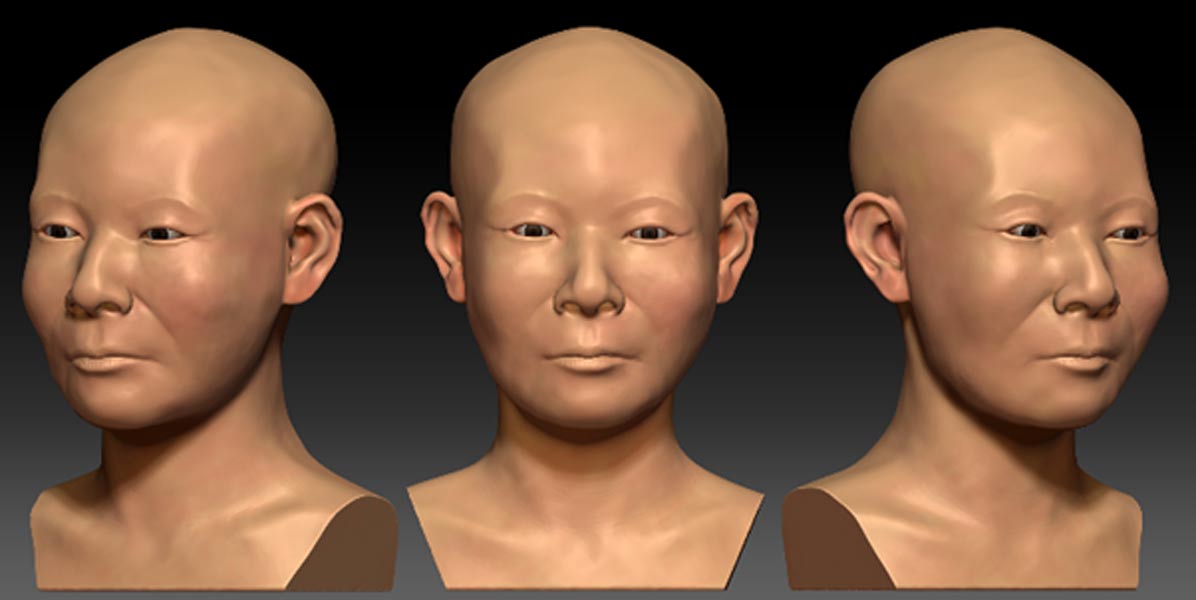 Reconstrucción digital del rostro de la mujer coreana realizada a partir de su cráneo. Imagen: Lee et al., publicada bajo una Licencia Creative Commons.