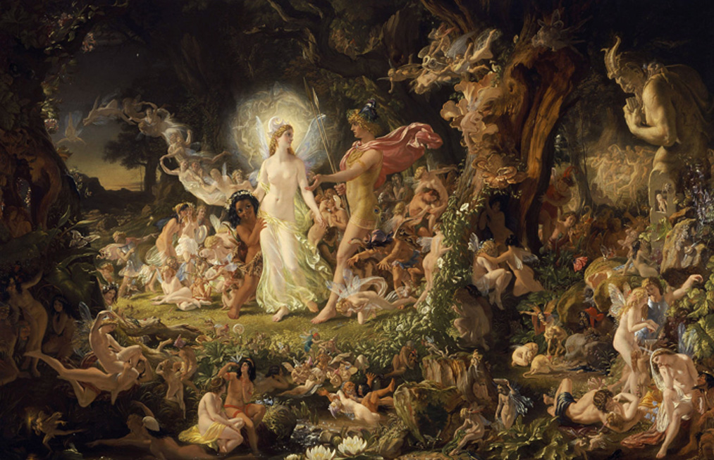 El reino sobrenatural de las hadas: ‘El litigio de Titania y Oberón’. Óleo de Joseph Noel Paton. (Public Domain)