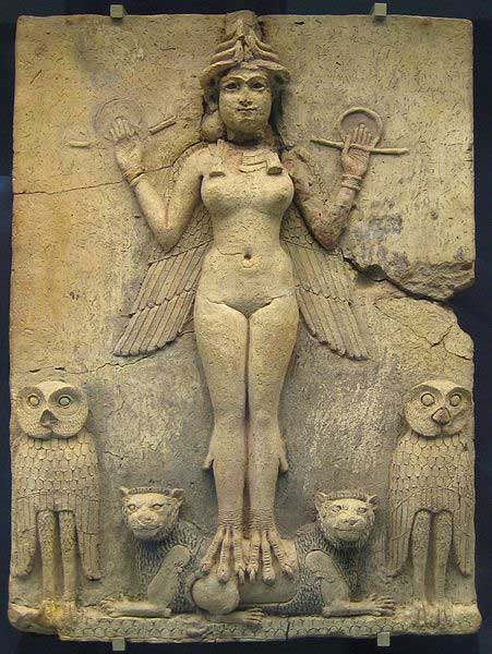 Relieve de la ‘Reina de la Noche’ datado en el Período Babilónico Antiguo y que podría representar a Ereshkigal, Ishtar o incluso Lilith, diosa del Inframundo. (Dominio público)