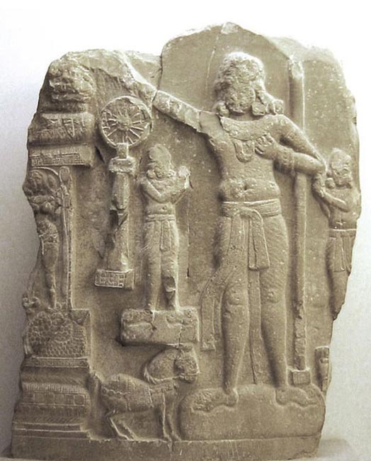 Relieve indio de Amaravati, distrito de Guntur (India). La figura central podría representar al emperador Ashoka. (CC BY SA 3.0)