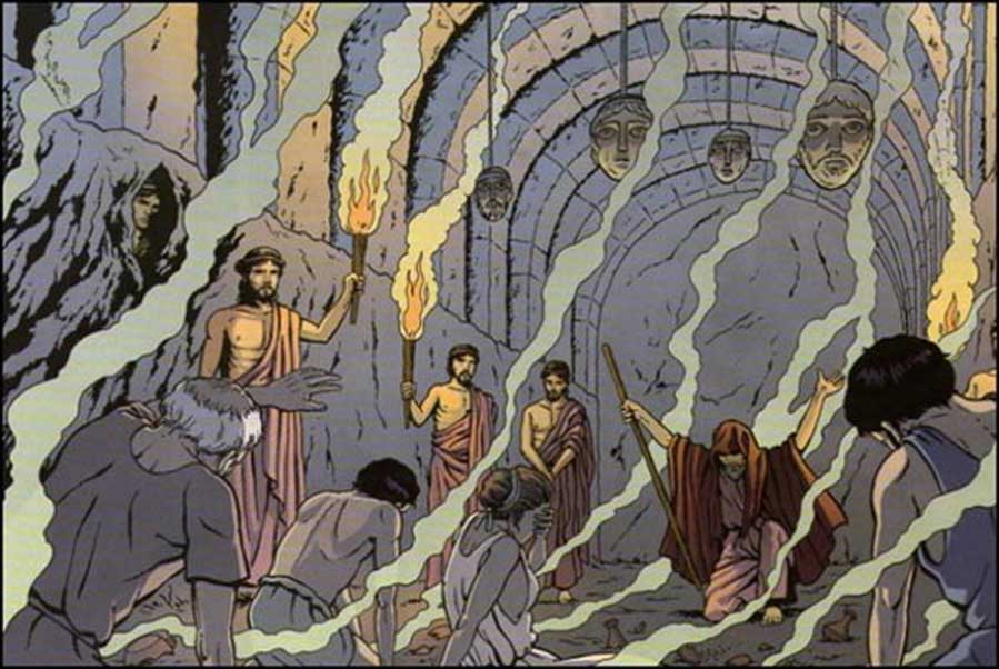 Representación artística de un ritual celebrado en el interior del Necromanteion. Ilustración del cómic de Marc Jailloux “Orión: Los Oráculos”, 2011.