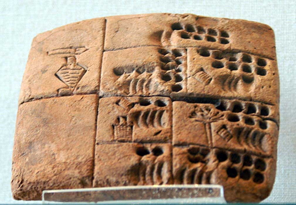 Tablilla administrativa sumeria con el nombre del supuesto “Kushim” (3500-2000 a. C.). (worldimages)